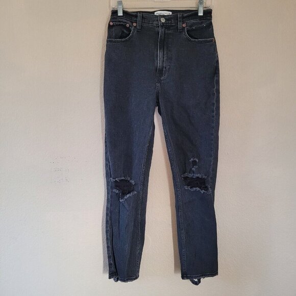 Abercrombie & Fitch The Ankle Straight Ultra High Rise Jean Size 26 Black 90s - Picture 1 of 9